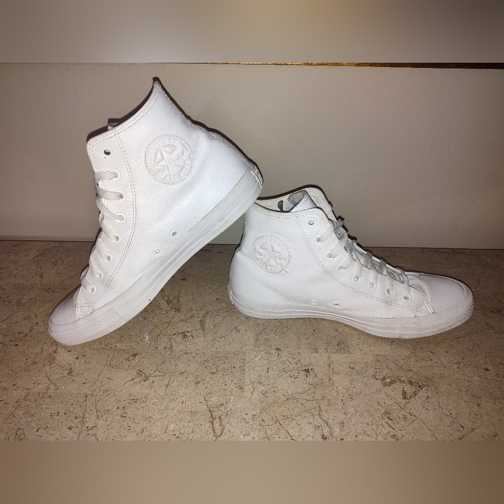 White Converse Chuck Taylor Leather High-Top Sneakers